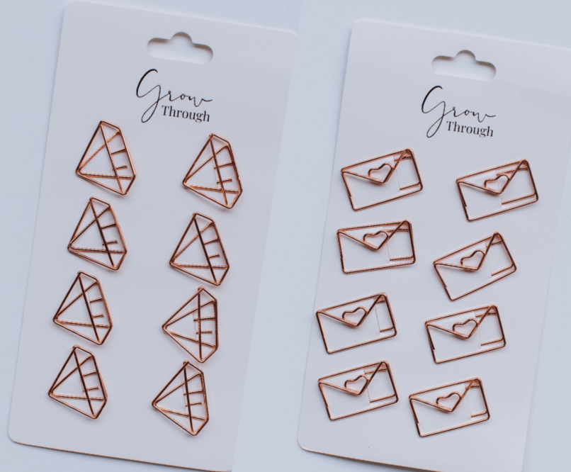 Rose Gold Paper Clips - Grow through