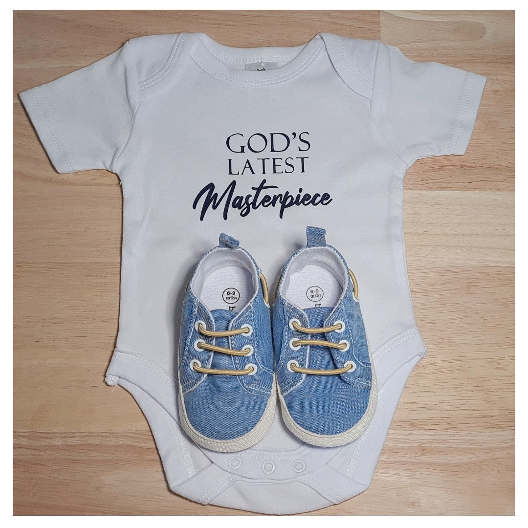 God's Latest Masterpiece Baby Onesie