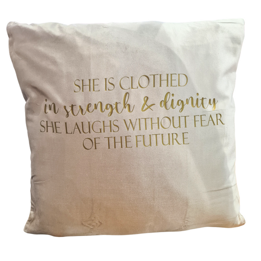 'She is Clothed' Velvet Cushion