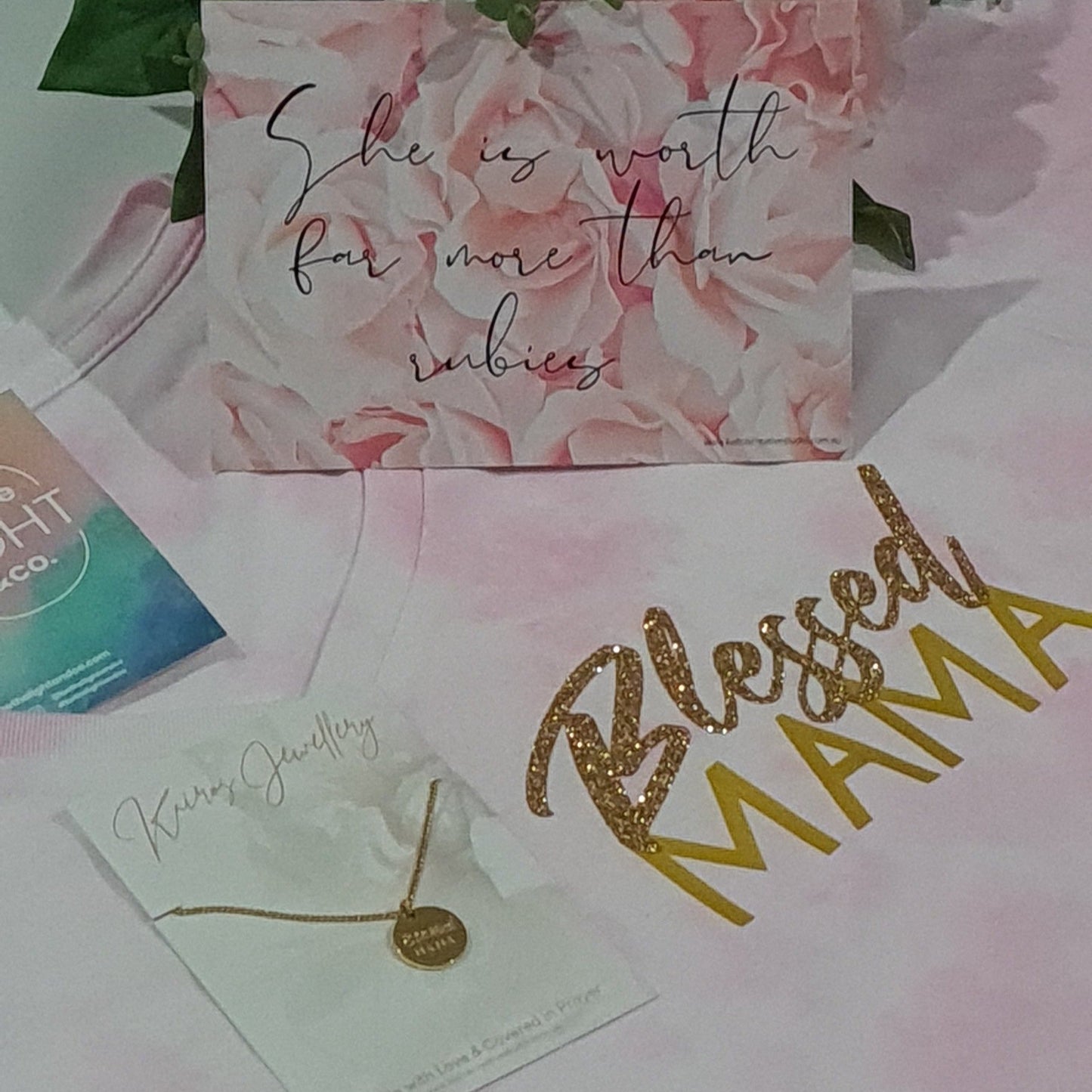 Blessed Mama Shirt and Necklace Bundle - Pink