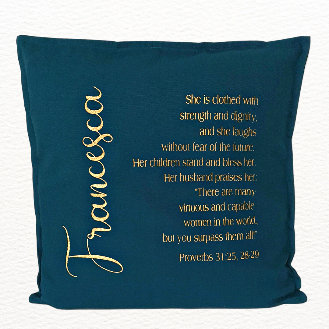 Personalised Cushion - Name and Scripture